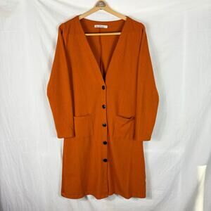 Michelle Mae Cardigan Womens Medium Orange Button Closure Autumn Fall